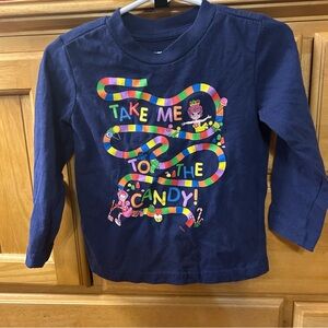 Candy Land Girl’s Navy Blue Graphic Tee “Take Me to The Candy” Size 3T